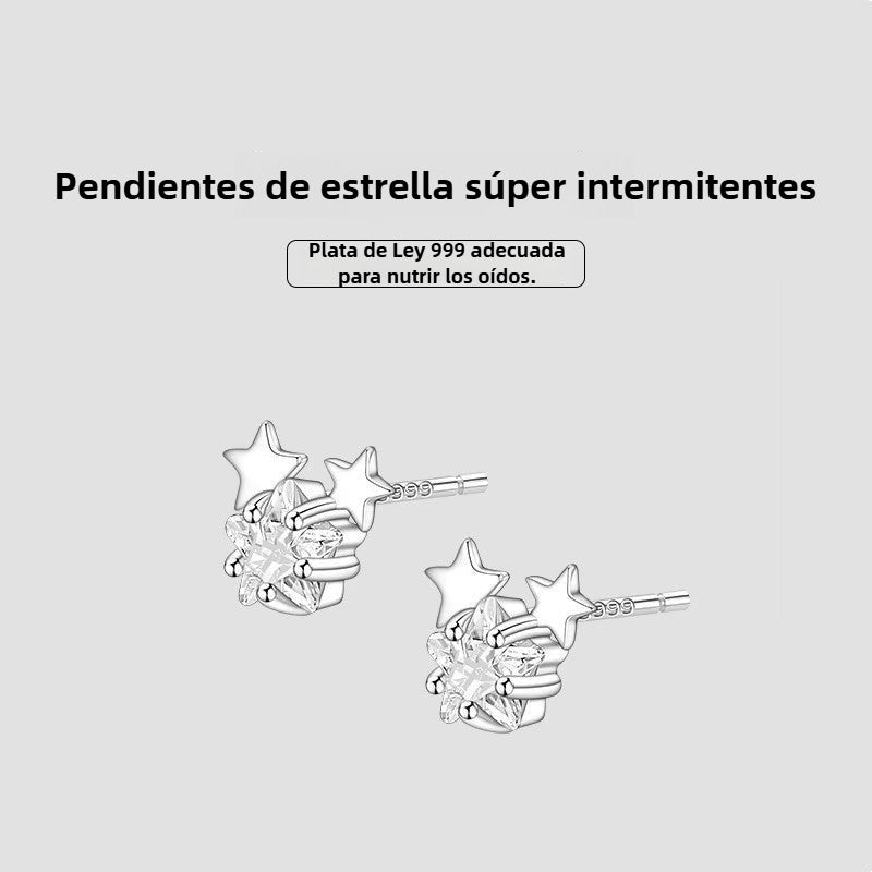 Aretes botón con estrellas de plata – minimalistas para mujer
