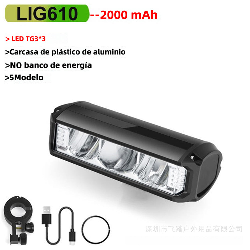 Luz de Bicicleta Nocturna con Faro Frontal y Batería de 8000-10000mAh