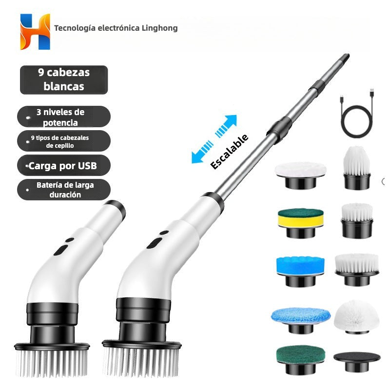 Electric Multifunctional Cleaning Brush with Extendable Handle for Kitchen and Bathroom