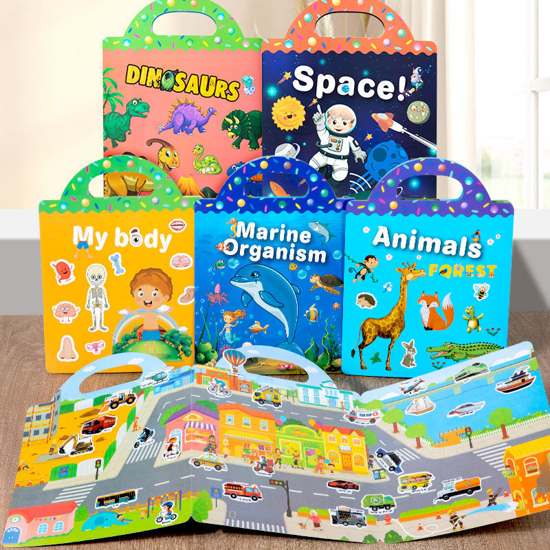 Libro Infantil Educativo con Pegatinas Reutilizables para Niños