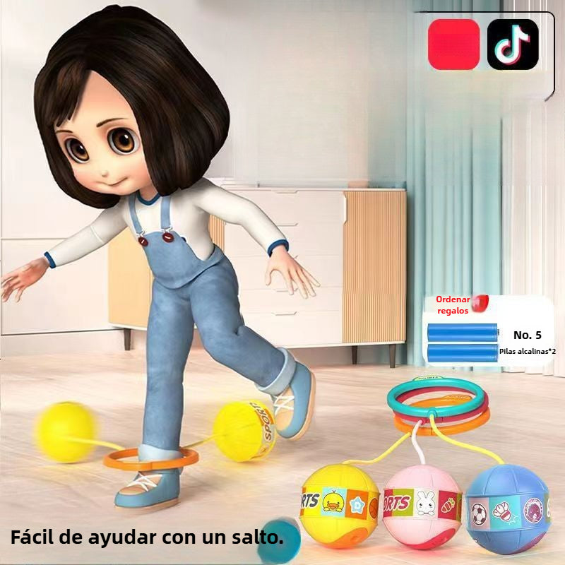 Pelota Saltarina con Luz LED para Niños: Bola de Equilibrio con Anillo para Pie, Juguete de Salto con Aro Luminoso