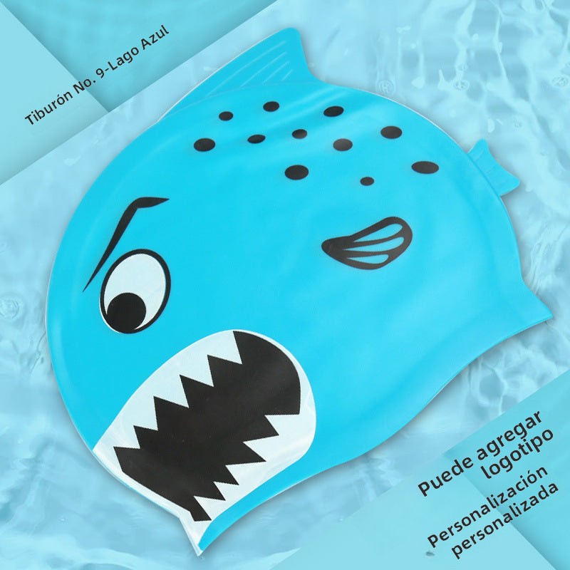 Multicolor Silicone Children's Swim Cap with Waterproof Ear Protection and Animal Design for Swimming and Training