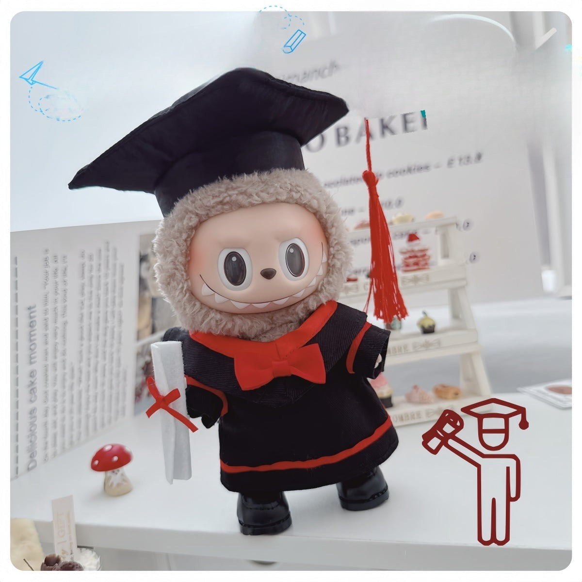 Ropa para muñecas: Labubu de 17cm, (Muñeca no incluida), Conjunto de graduación para muñecos.