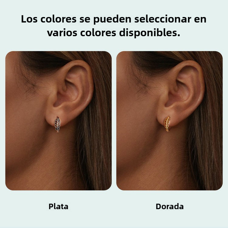 Aretes aro Hoja Calada en Plata – estilo Bohemio
