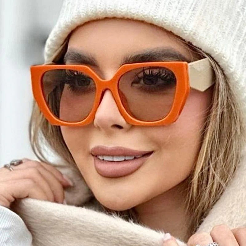 Gafas de sol cuadradas con diseño de punta ojo de gato en montura Naranja