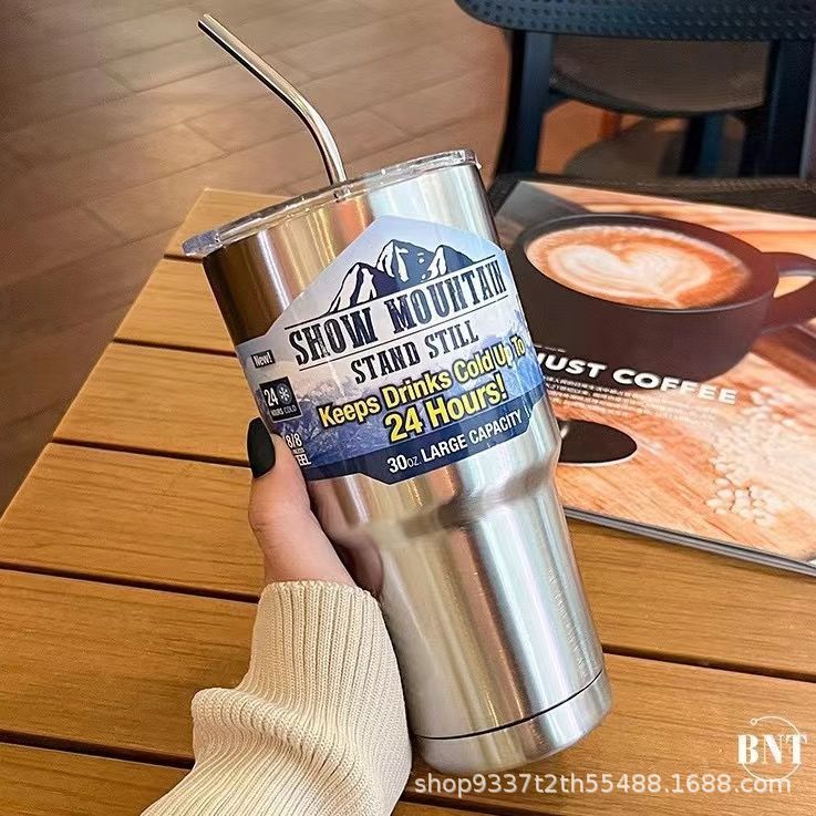 Vaso Térmico de Gran Capacidad con Popote y Boquilla para Bebidas Calientes o Frías