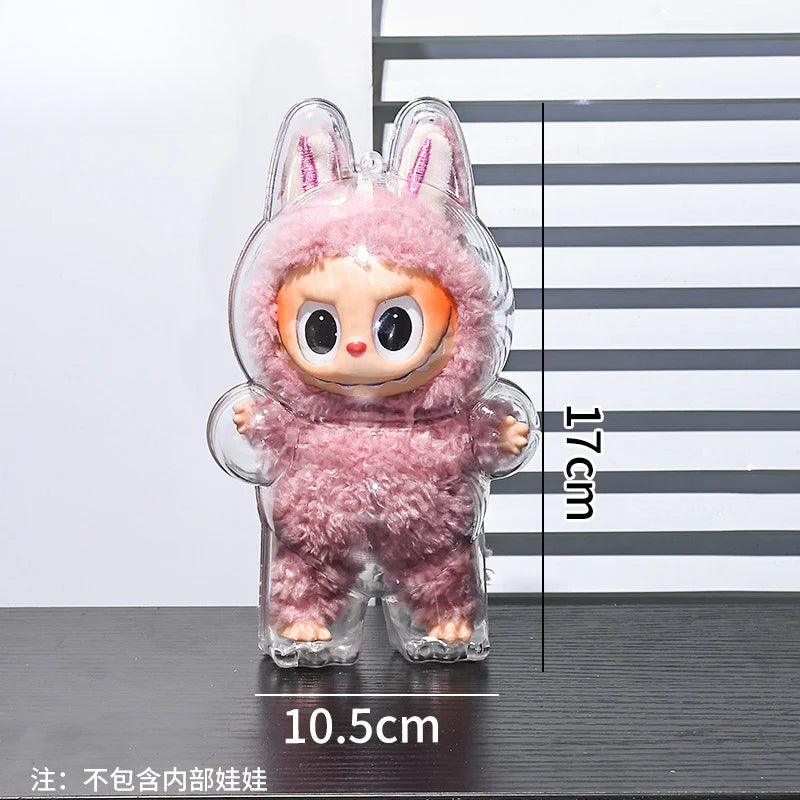 Caja de Exhibición Transparente para Labubu Gen 2 – Para colgar en la mochila o bolsa.