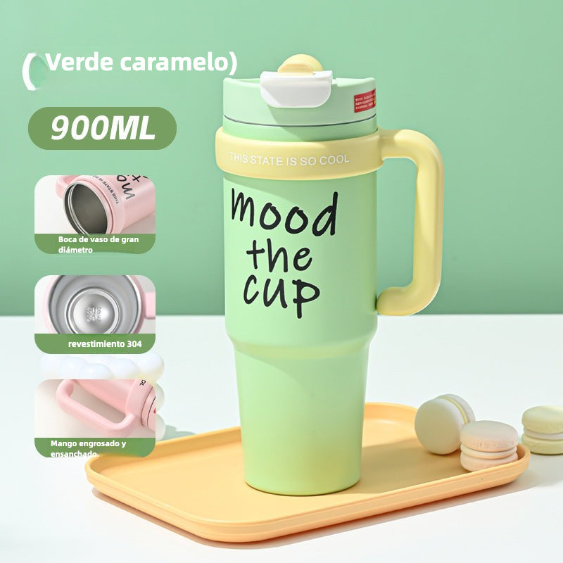 Vaso Térmico de Gran Capacidad con Popote y Boquilla para Bebidas Calientes o Frías