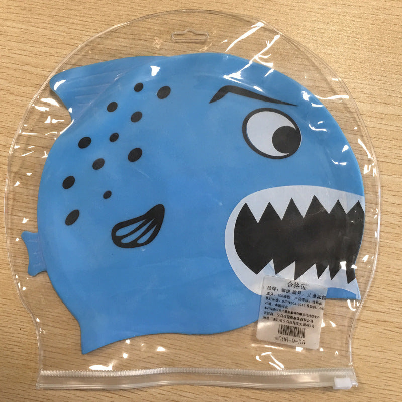 Multicolor Silicone Children's Swim Cap with Waterproof Ear Protection and Animal Design for Swimming and Training