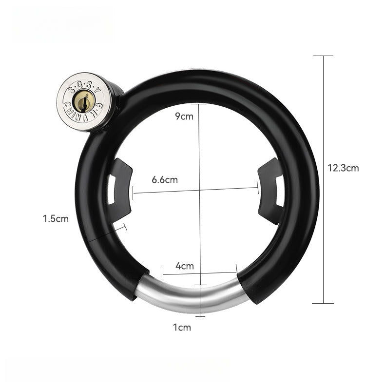 Candado antirrobo para bicicleta modelo negro con medidas detalladas. Diseño compacto y eficaz para proteger tu bici.