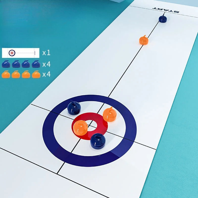 Juego de mesa infantil tipo curling con piezas deslizables