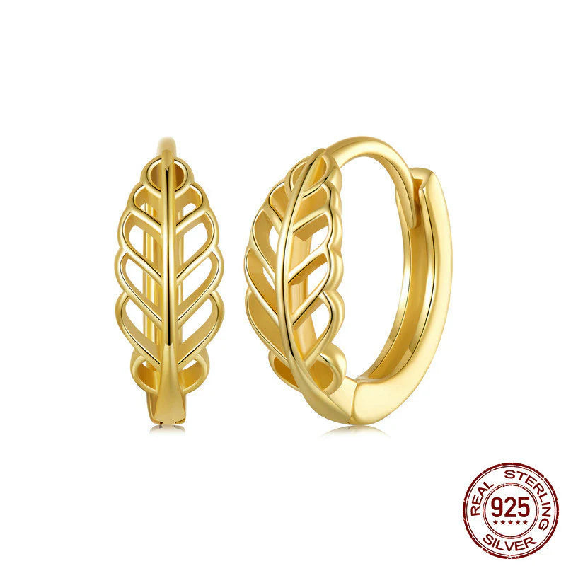 Aretes aro Hoja Calada en Plata – estilo Bohemio