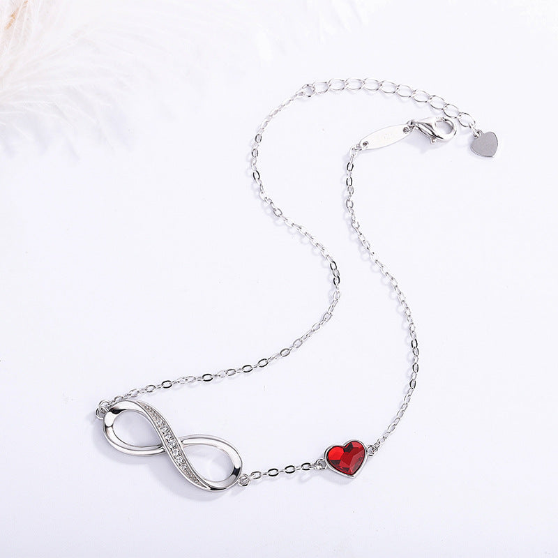 Pulsera de Plata 925 con Infinito y Dije de Circonia – Regalo para Novia