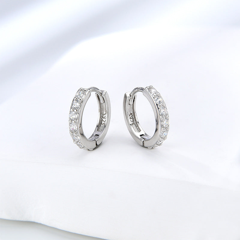 Candongas pequeñas y Livianas de Plata 925 con Zirconitas– Cierre de Click