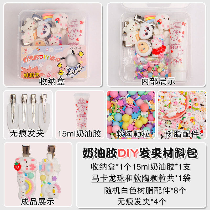 Set de Manualidades para Niñas con Pegamento en Crema 15g – Clips de Cabello y Accesorios de Resina