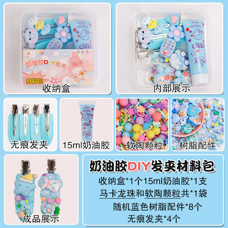 Set de Manualidades para Niñas con Pegamento en Crema 15g – Clips de Cabello y Accesorios de Resina