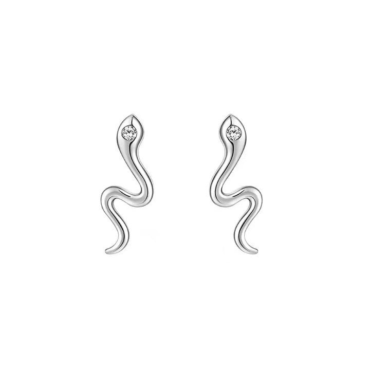 Aretes de Serpiente en Plata S925 pequeños con Zirconia