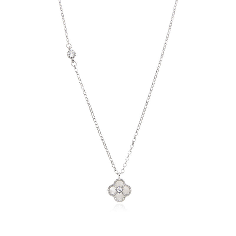 Cadena de Plata 925 con Dije de Trébol de Cuatro Hojas – Amuleto de Buena Suerte