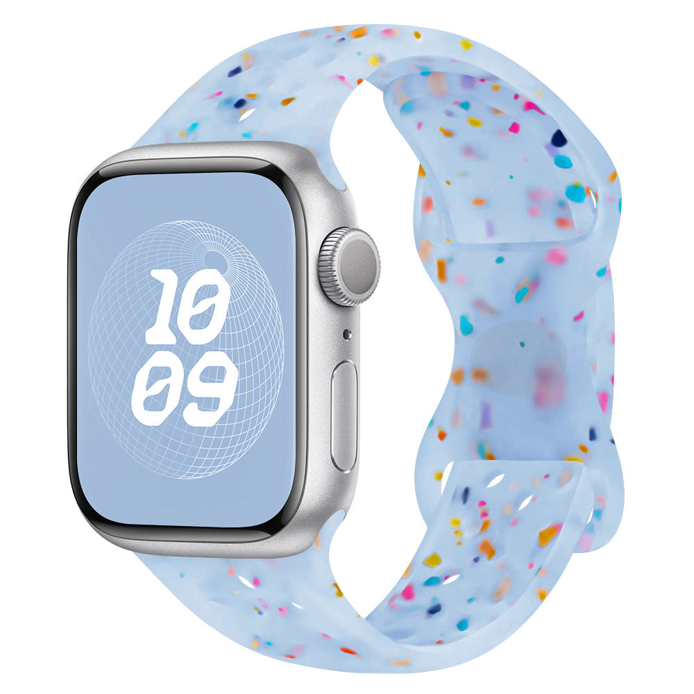 Glitter Silicone Band for Apple Watch 1-11, Ultra 3, SE 3: Colorful & Comfortable