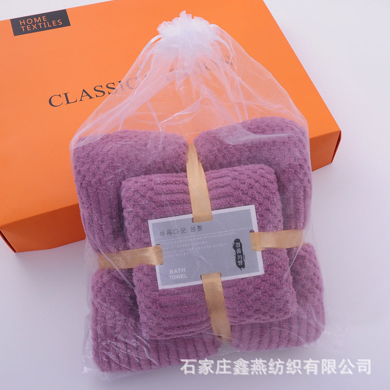 Toalla de baño coral suave: toalla de cara absorbente para adultos, productos para el hogar, diseño de cuadrícula auspiciosa