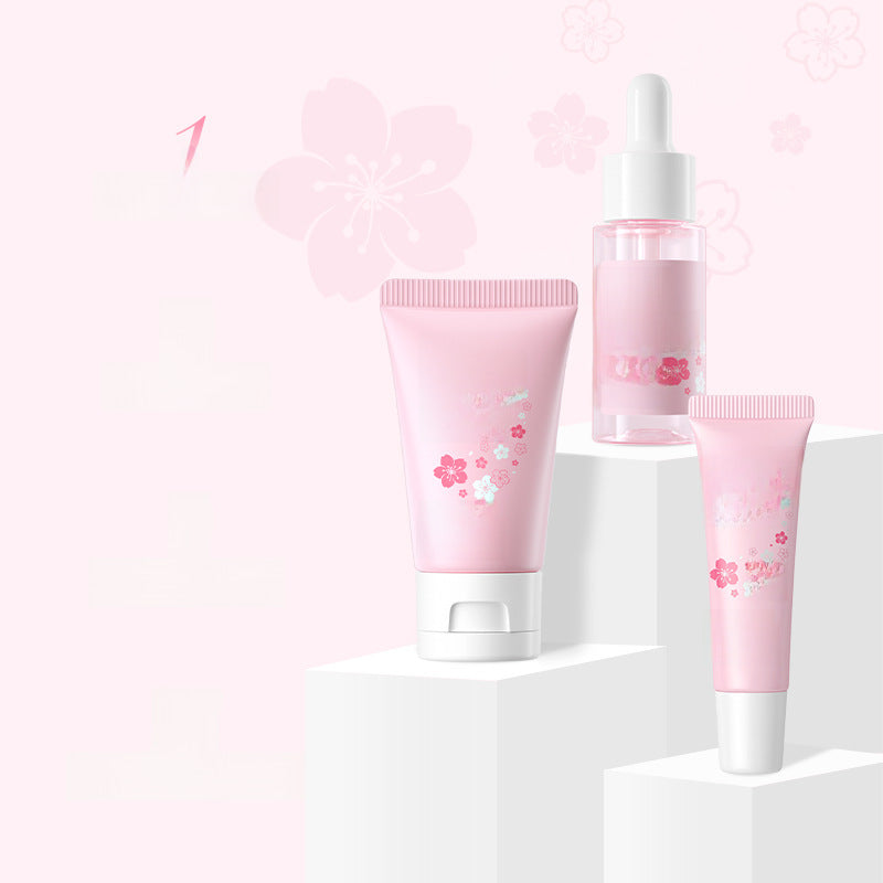LaiKou Juego de Cuidado de Piel de Sakura Japonesa: 3 Piezas de Suero, Crema para Ojos y Crema Hidratante