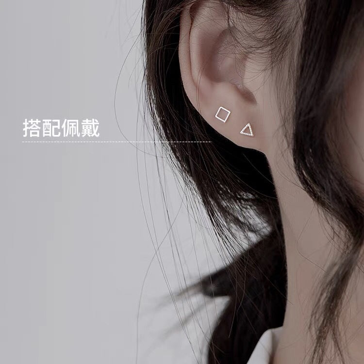 Pendientes de Botón Siluetas Geométricas en Plata Pura S999 – Diseño Minimalista y Elegante