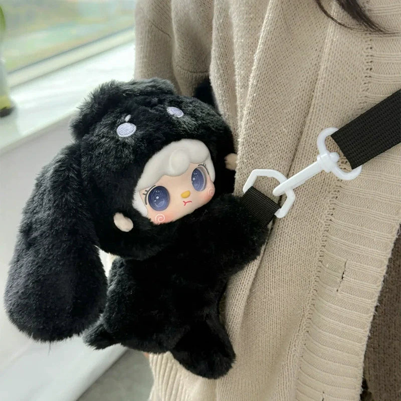 Cartera de peluche con diseño tierno de conejo
