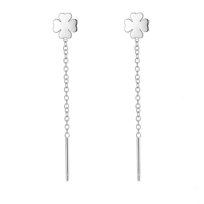 Pendientes Enhebrador en Plata 925 – Diseños de Trébol, Copo de Nieve, Corazón y Mariposa
