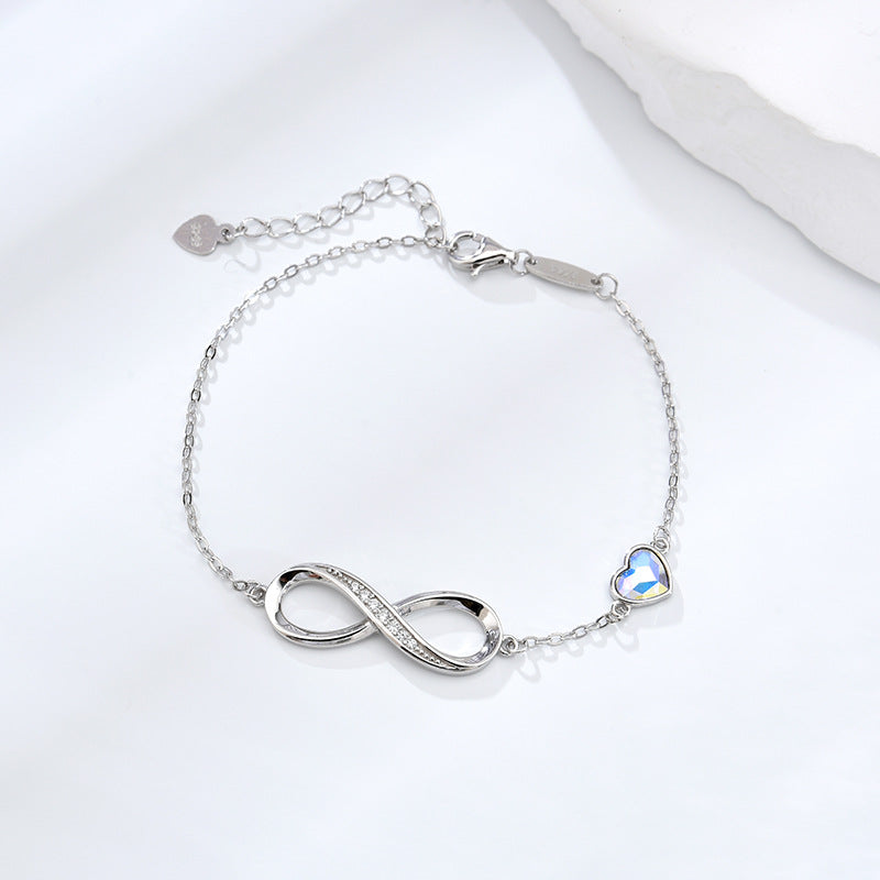 Pulsera de Plata 925 con Infinito y Dije de Circonia – Regalo para Novia
