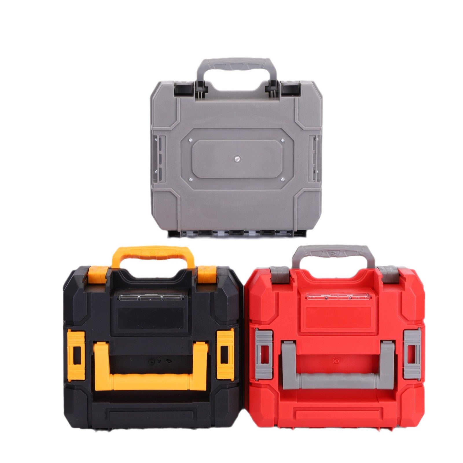 Tres modelos de limpiadora a vapor alta presión tipo maletín en colores gris, negro y rojo, diseño portátil todo en uno para limpieza doméstica