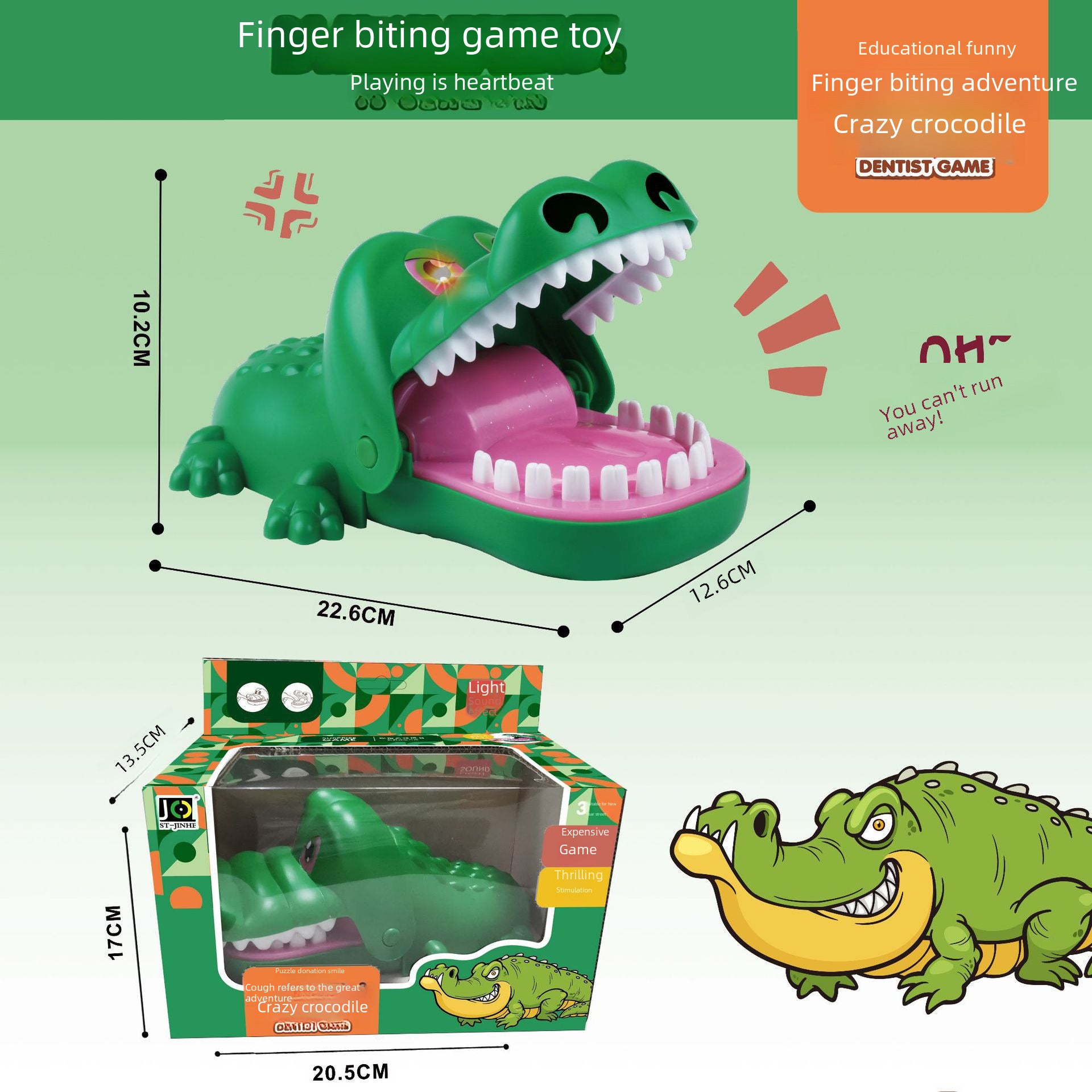 Juguete de cocodrilo mordedor: juguete de tiburón mordedor, dinosaurio juguete de broma para niños y padres, regalo divertido