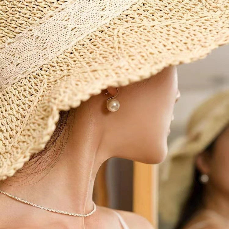 Aretes de Perlas en Plata Pura 999 – Estilo Clásico con Cierre de Gancho