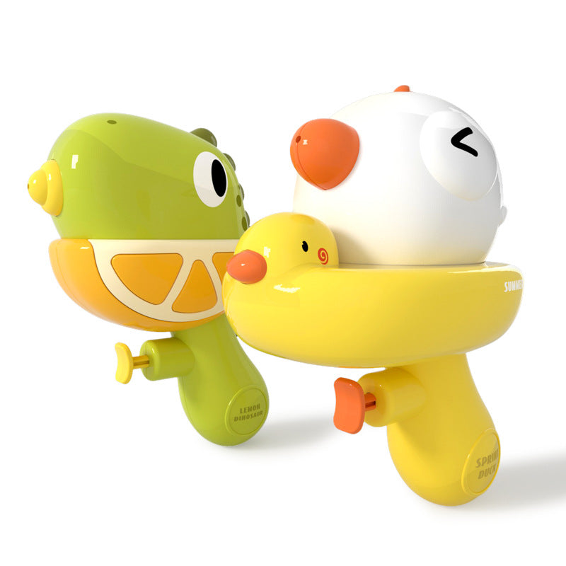 Pistolas de Agua para Niños con Diseño de Animales: Patito Amarillo y Dinosaurio, Juguetes de Verano para Playa y Juegos Acuáticos