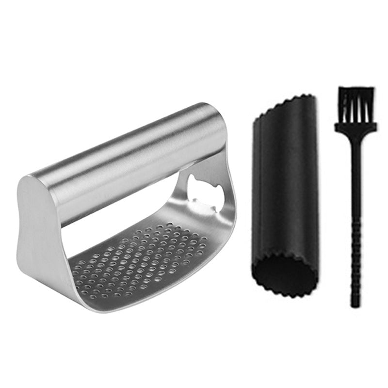 Triturador de ajo y jengibre en acero inoxidable grado alimenticio y ergonómico