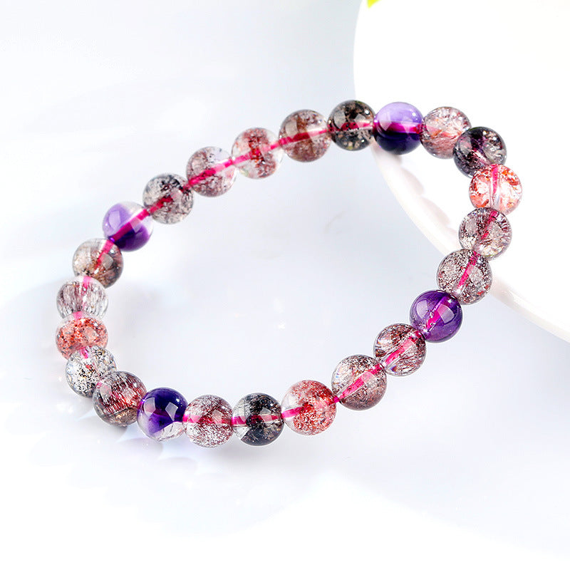 Pulsera de Cristal Natural Super Siete: Alta Calidad, Cuenta de Grosella Negra, Cristal de Donghai Keting