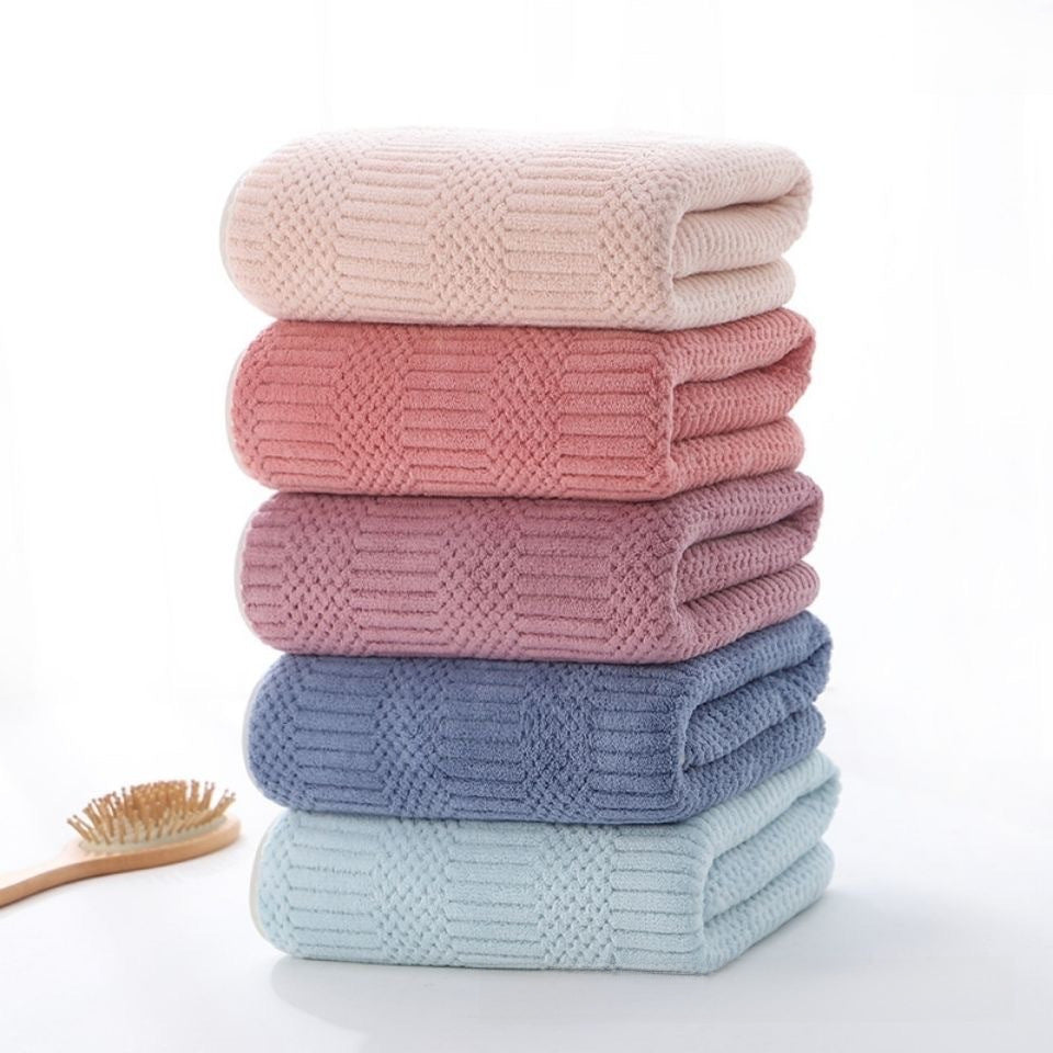 Toalla de baño coral suave: toalla de cara absorbente para adultos, productos para el hogar, diseño de cuadrícula auspiciosa