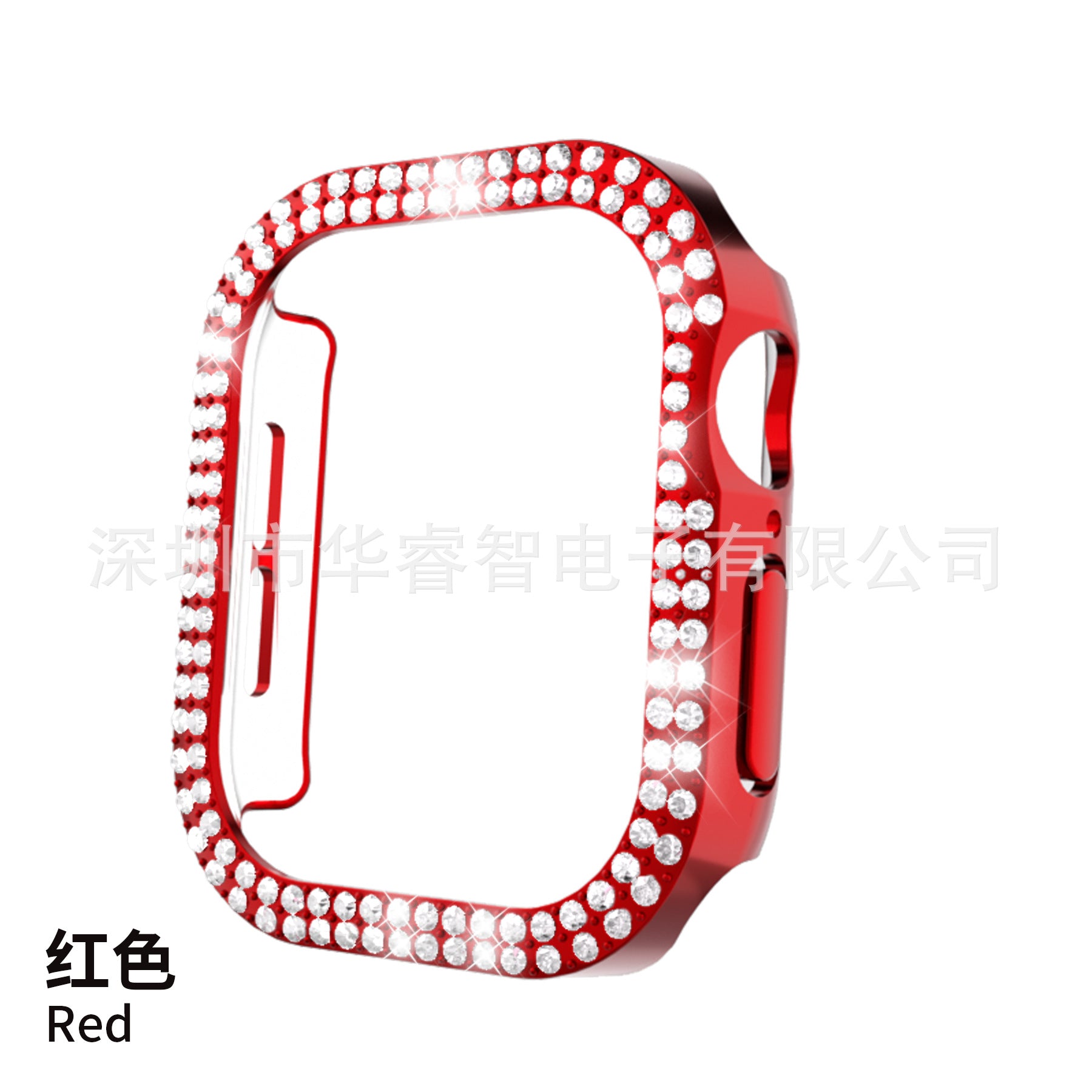 Protective Case for Apple Watch S10: Double Row Diamonds, Perforated Design & Half Cover