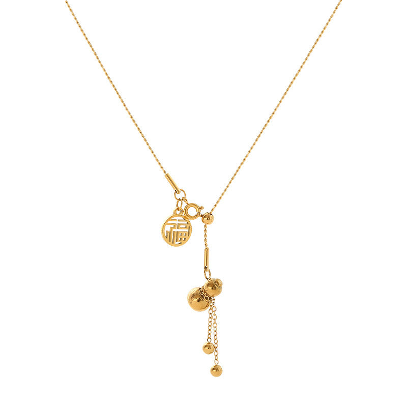 Collar de Acero Inoxidable con Símbolo Chino de la Suerte y felicidad.