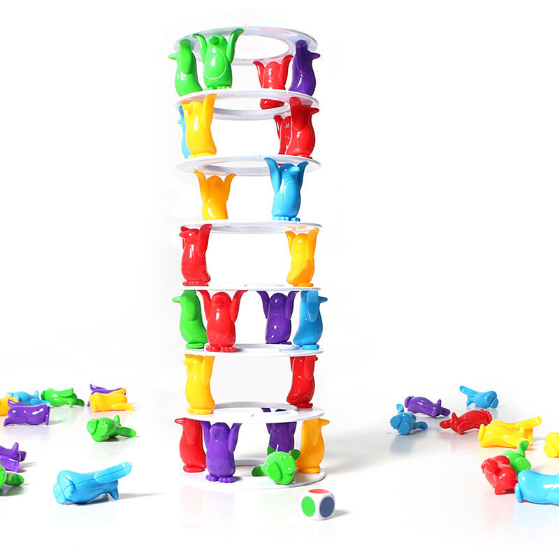 Tower Collapse: Juego de Mesa de Equilibrio con Pingüinos, Bloques Apilables para Niños, Actividad Educativa e Interactiva Familiar