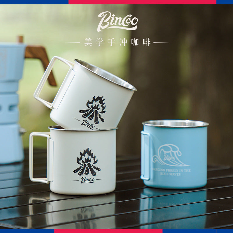 Taza de café de camping Bincoo: Taza portátil de acero inoxidable 304, ideal para parejas y uso en casa