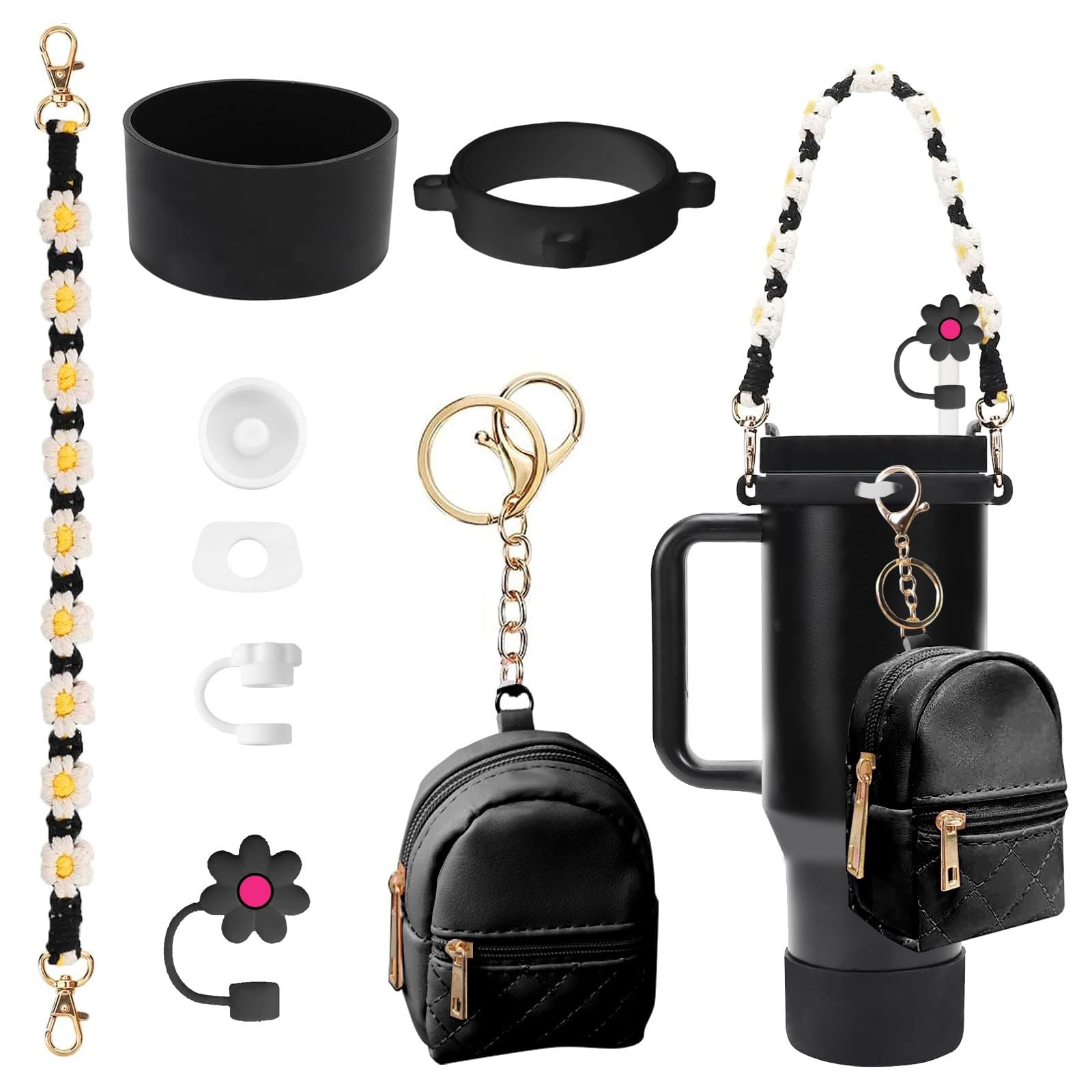 Accesorios para botella Stanley 40oz set de 8 piezas con tapa, funda y llavero