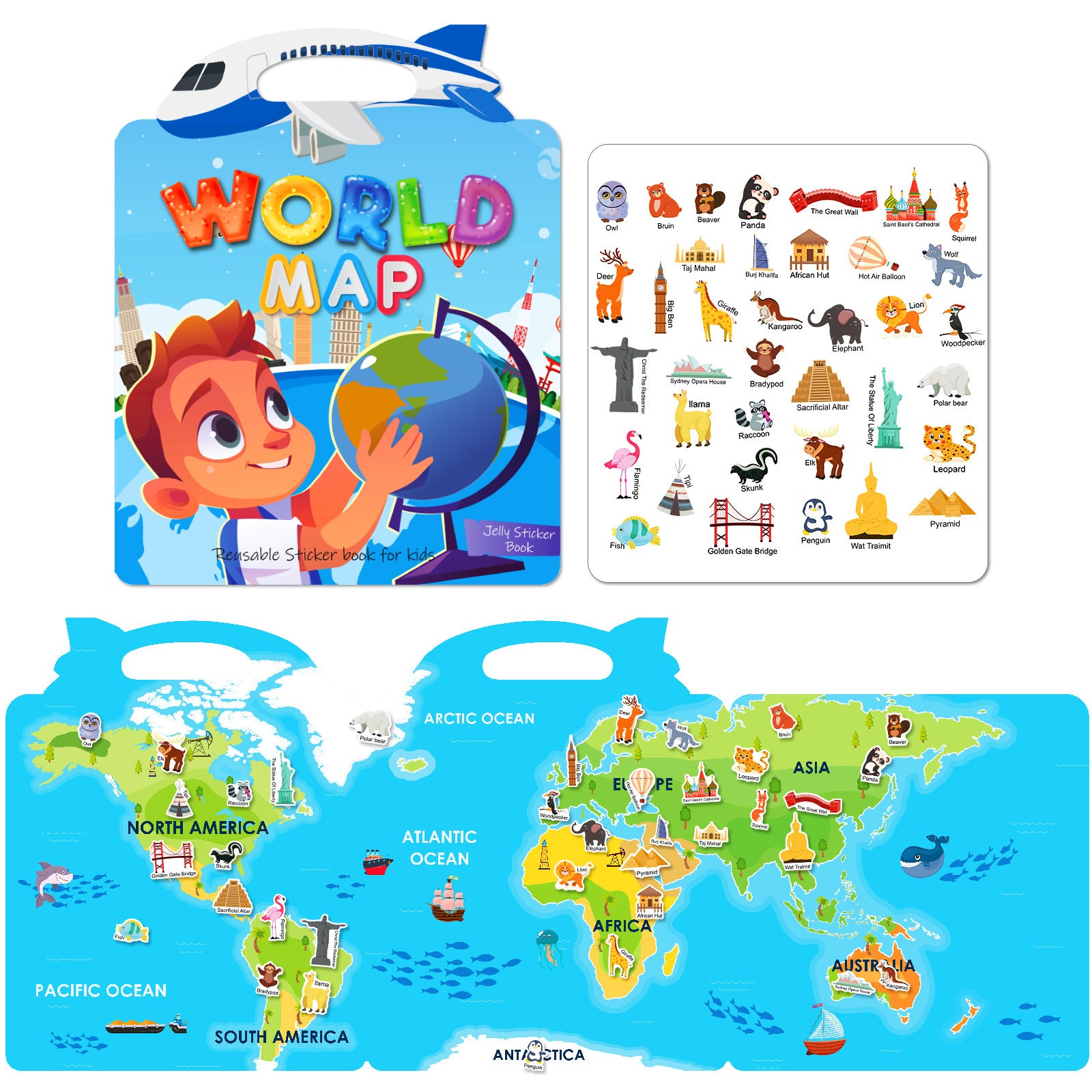 Libro educativo de colores y figuras con stickers para niños