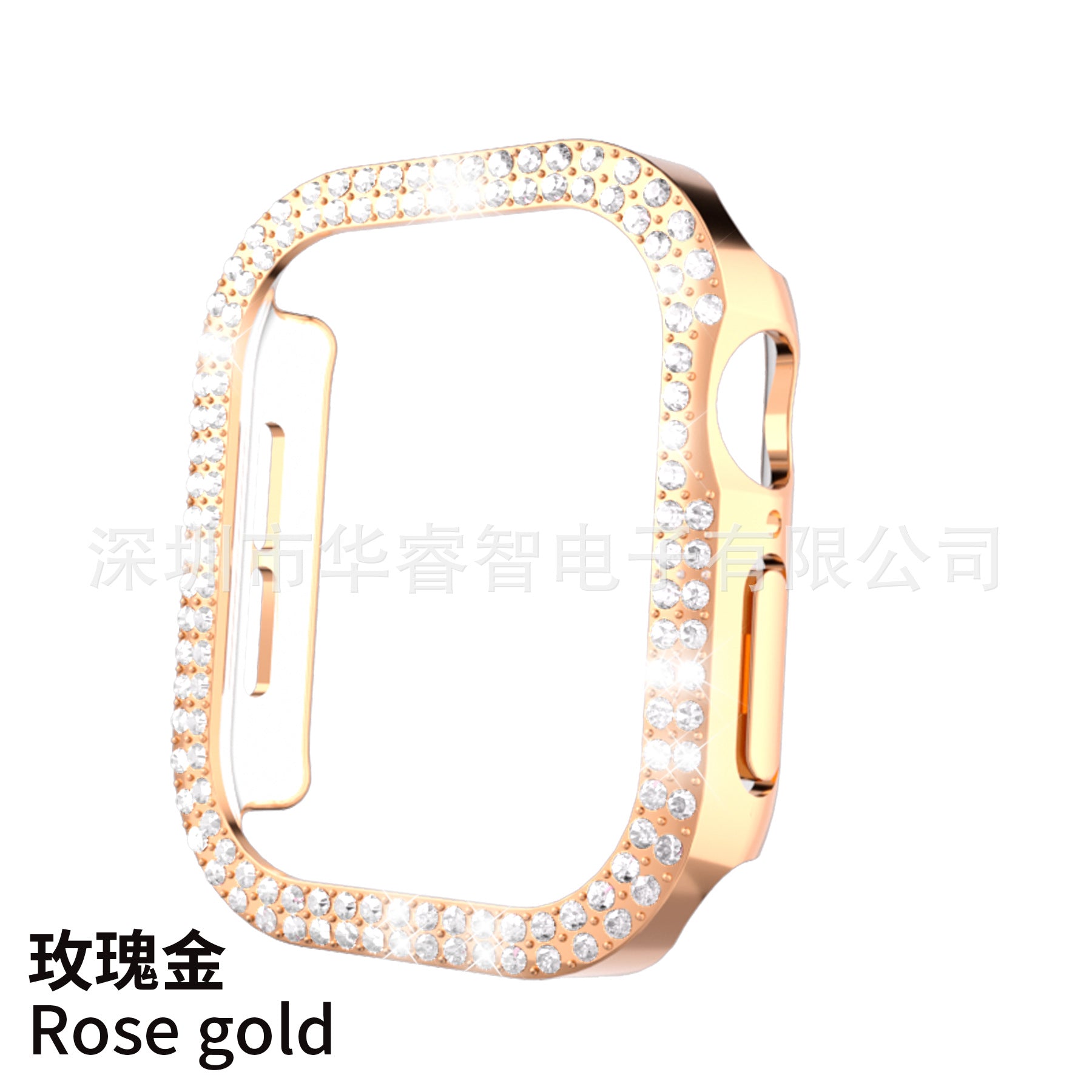 Protective Case for Apple Watch S10: Double Row Diamonds, Perforated Design & Half Cover