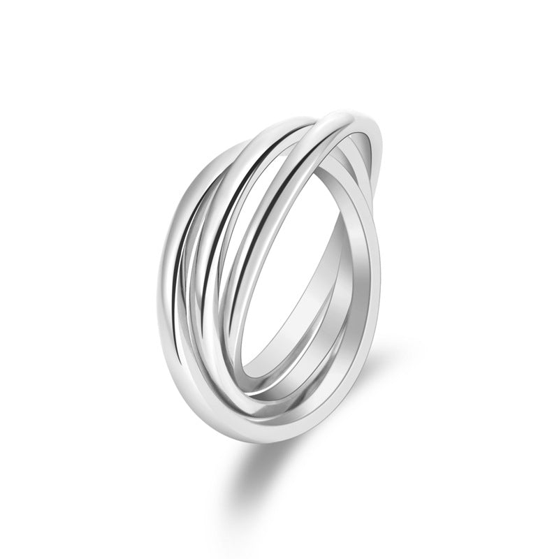 Anillo de Acero Inoxidable con Triple Argolla – Pasado, Presente y Futuro