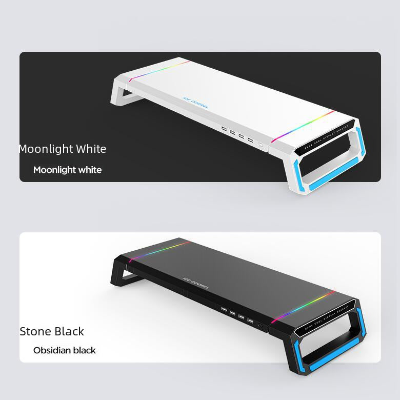 Soporte Elevador para Laptop Todo-en-Uno T1: Monitor Multifuncional, Mouse Pad RGB