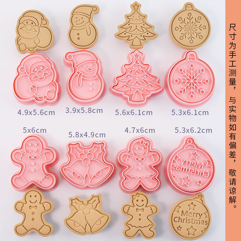 3D Christmas Cookie Mold Set with Tree and Party Themes for Baking