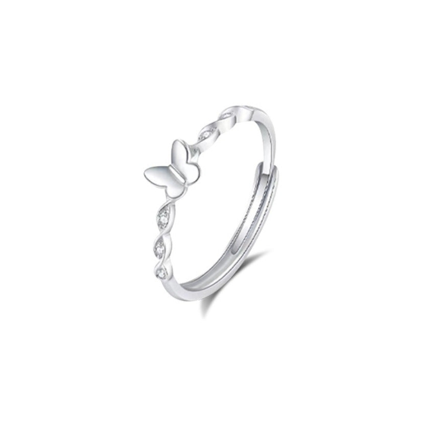 Anillo Ajustable en Plata 999 con Mariposa – Diseño delicadopara mujer, Regalo para Amigas