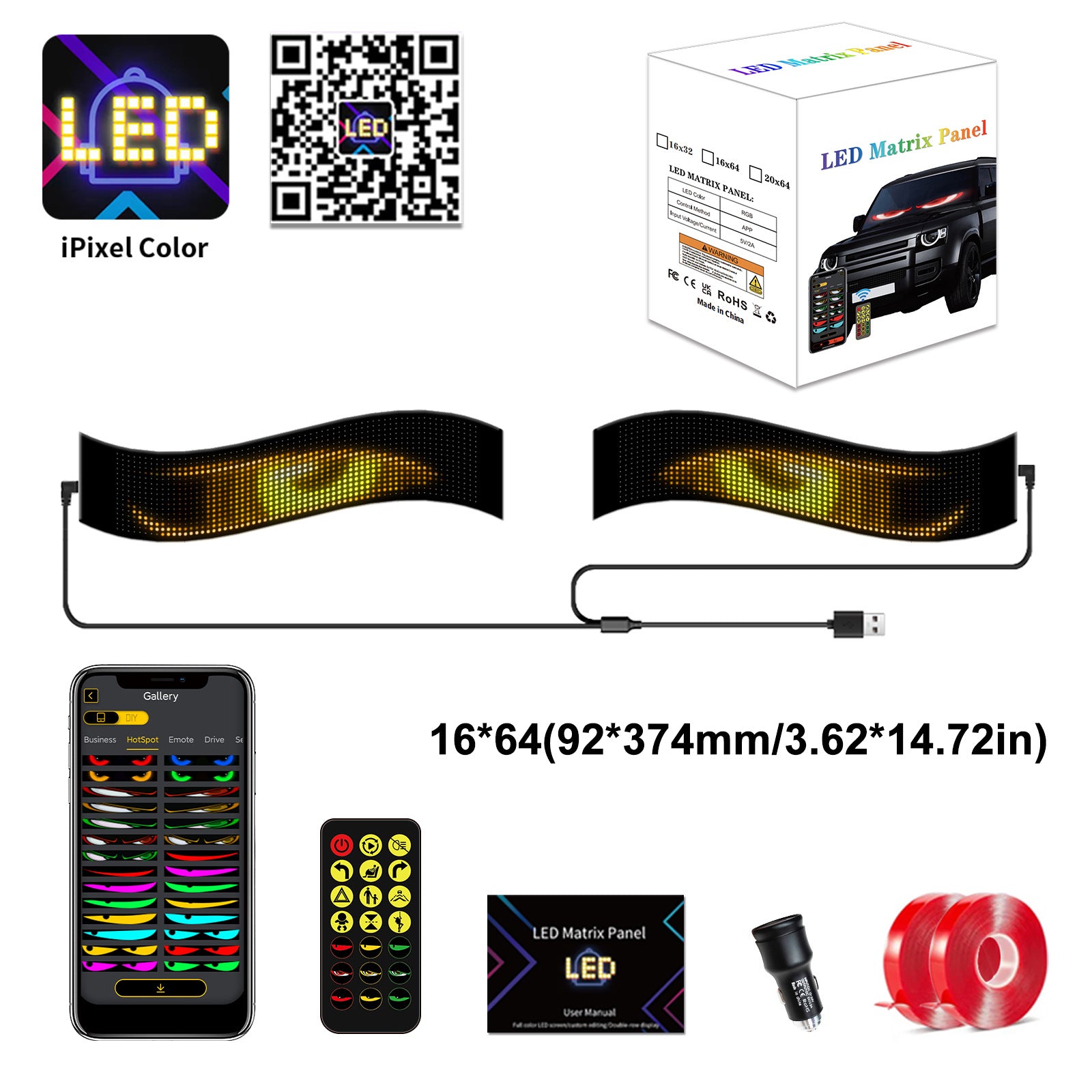 Flexible Bluetooth LED Car Display: Waterproof IP65 Full-Color Smart Vehicle Screen