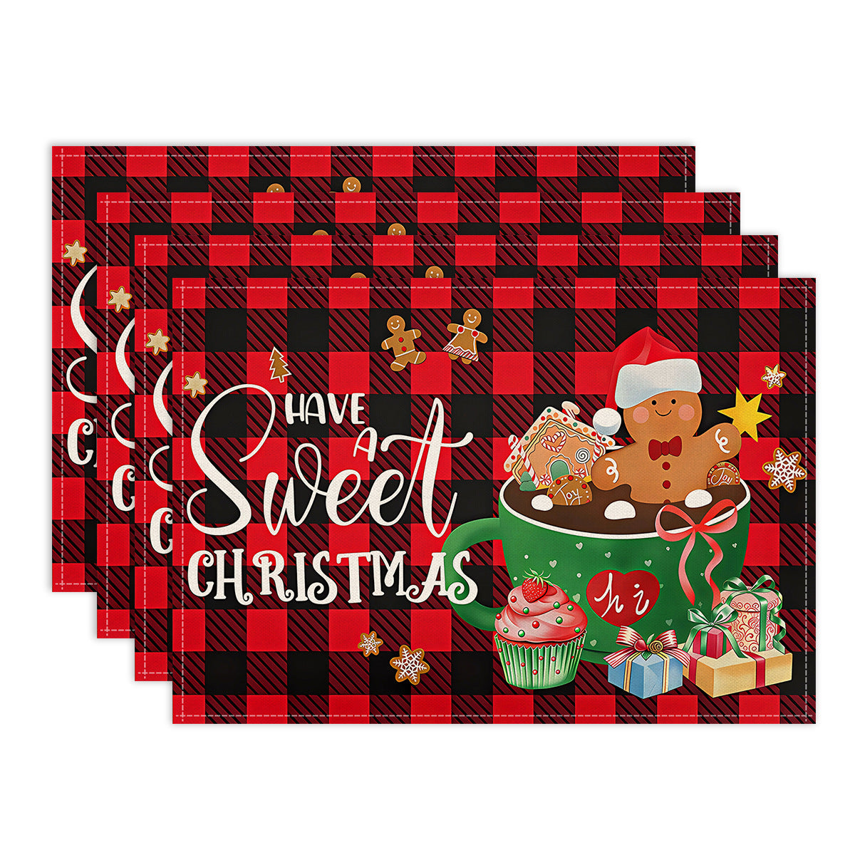 Salvamanteles navideños con diseño de ginger bread