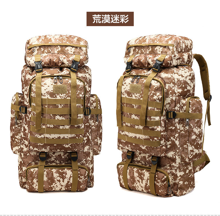 Mochila táctica de 80L: mochila de camping, senderismo y viajes para hombres, camuflaje militar, Oxford